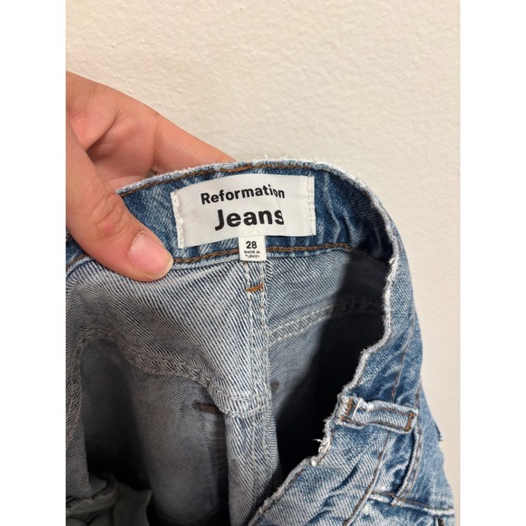 Reformation Cynthia High Rise Straight Jeans Blue Button Fly Size 28 - Picture 3 of 12